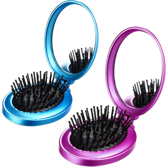 Folding Mirror Hair Brushes