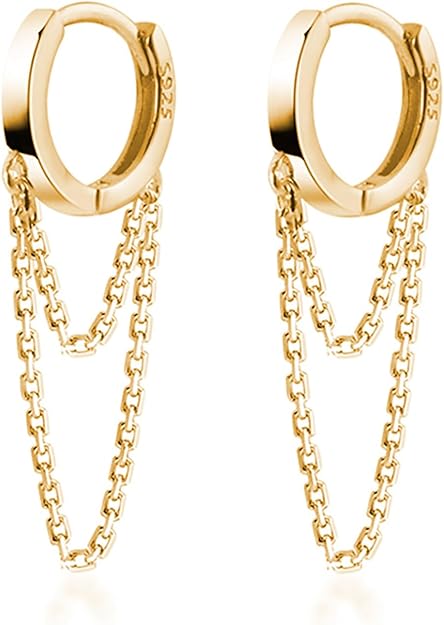 Chain Drop Small Hoop Earrings