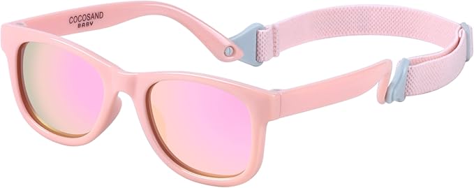 Flexible Baby Sunglasses with Strap (Light Pink)