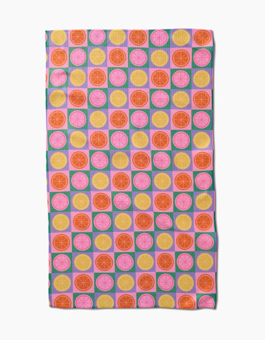 Geometry Summer Lemons Tea Towel