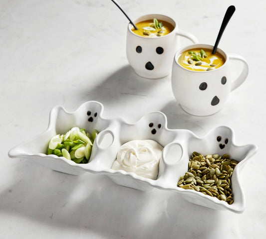 Ghost Stoneware Triple Condiment Server