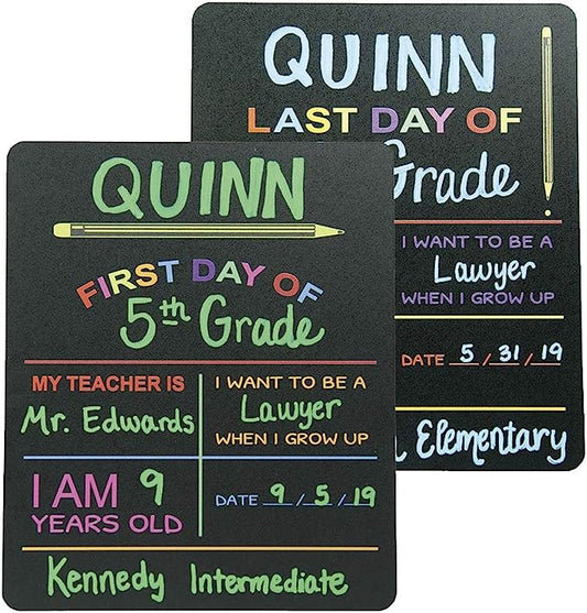 Reusable My First Day and Last of School Set Milestone Chalkboard Sign